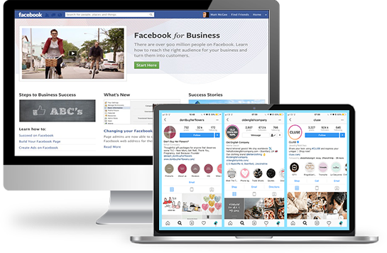 Screen shots of Facebook business social media marketing by Adirondack Website Design