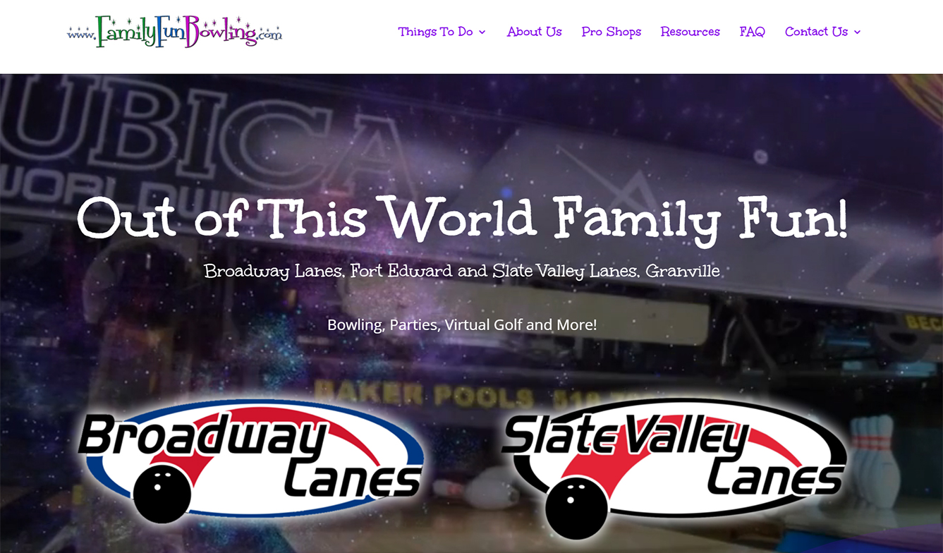 Screen shot of FamilyFunBowling.com home page