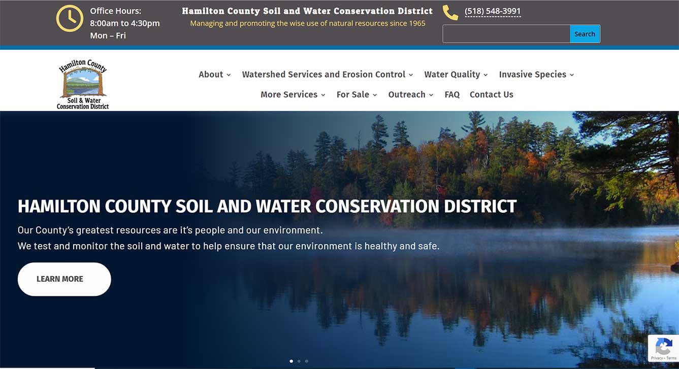 Website home page for the Hamilton County Soil and Water Conservation District
